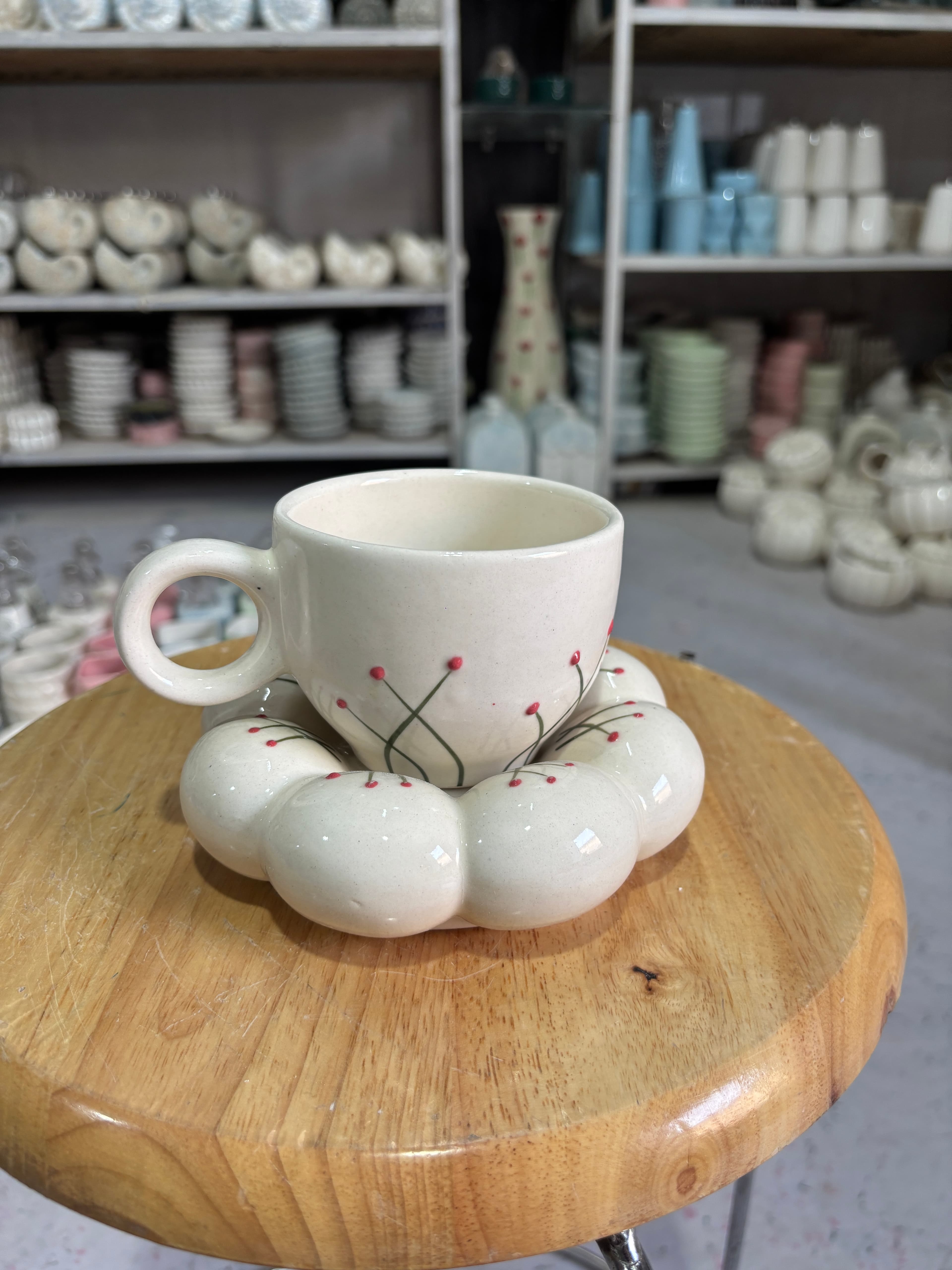 White Berry Cup & Saucer